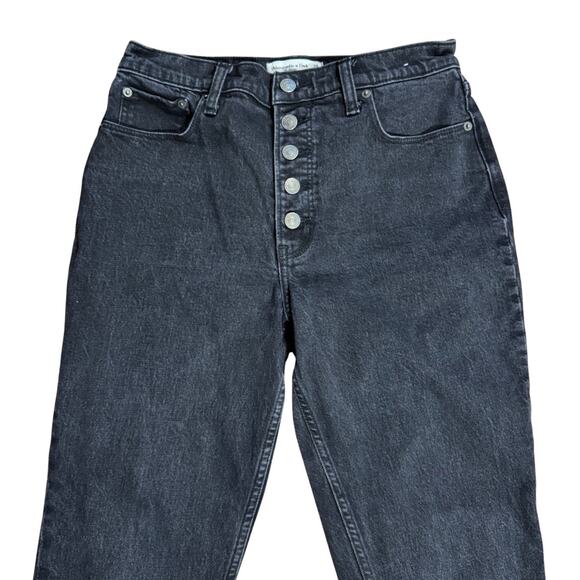 Abercrombie & Fitch The Skinny High Rise Jeans Raw Hem Black Size 29 8R - Picture 2 of 7